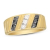 Thumbnail Image 1 of Men's Black & White Diamond Wedding Band 1/2 ct tw Round-cut 10K Yellow Gold