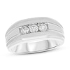 Thumbnail Image 1 of Men's 3-Stone Diamond Wedding Band 1/2 ct tw Round-cut 10K White Gold