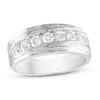 Thumbnail Image 1 of Men's Diamond Wedding Band 1 ct tw Round-cut 10K White Gold