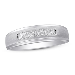 Now + Forever Men's Diamond Wedding Band 1/10 ct tw Round-cut 10K White Gold