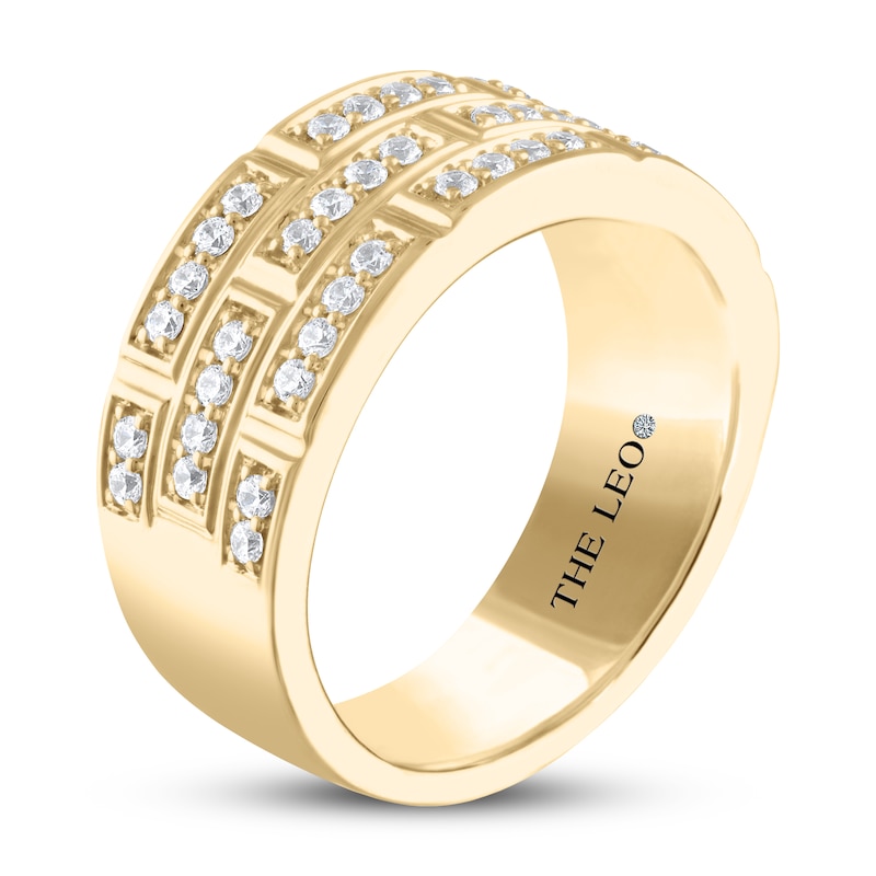 Main Image 2 of Men's THE LEO Diamond Wedding Band 3/4 ct tw Round-cut 14K Yellow Gold