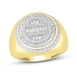 Men's Diamond Ring 1-1/4 ct tw Round & Baguette 10K Yellow Gold