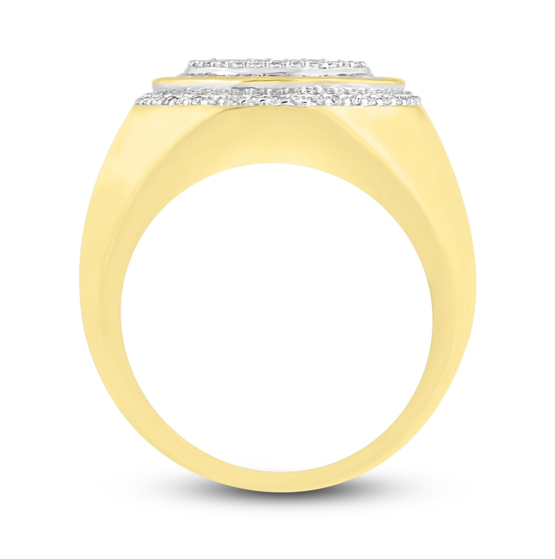 Main Image 3 of Men's Diamond Ring 1-1/4 ct tw Round & Baguette 10K Yellow Gold