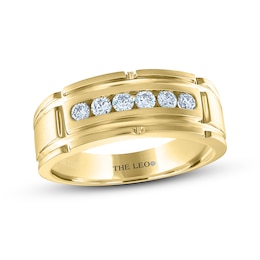 THE LEO Diamond Men's Wedding Band 3/8 ct tw Round-Cut 14K Yellow Gold