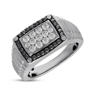 Men's Black & White Diamond Ring 1 ct tw 10K White Gold | Kay