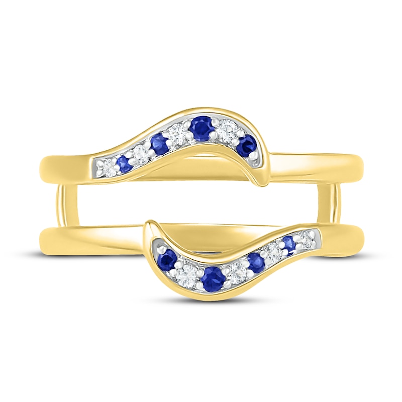 Main Image 2 of Blue & White Sapphire Enhancer Ring Round-Cut 10K Yellow Gold