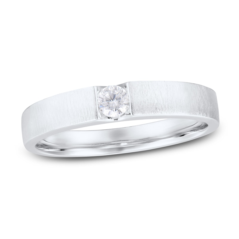 Main Image 1 of Men's Diamond Wedding Band 1/5 ct tw Round-cut 10K White Gold