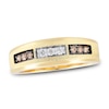 Thumbnail Image 0 of Men's Brown & Whiter Diamond Wedding Band 1/4 ct tw Round-cut 10K Yellow Gold