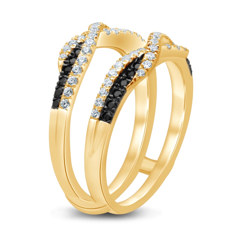 Black & White Diamonds 1/2 ct tw Enhancer Ring 14K Yellow Gold