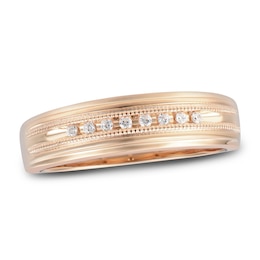 Now + Forever Men's Diamond Wedding Band 1/10 ct tw Round-cut 10K Rose Gold