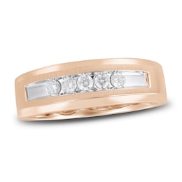 Now + Forever Men's Diamond Wedding Band 1/4 ct tw Round-cut 10K Rose Gold