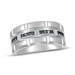 Men's Black Diamond Wedding Band 1/4 ct tw 10K White Gold