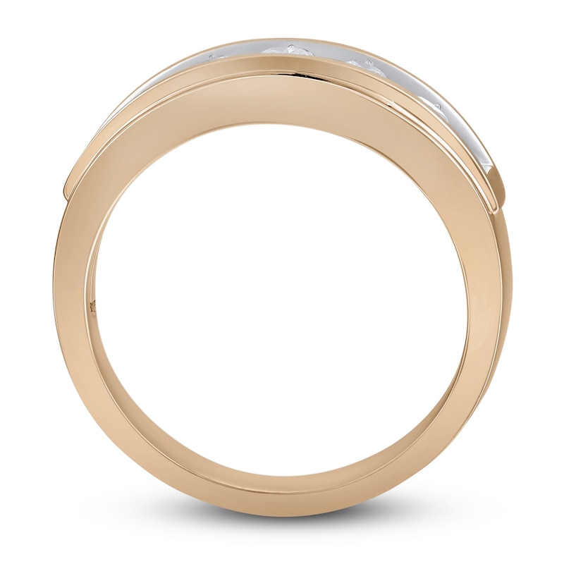 Main Image 2 of Men's Five-Stone Diamond Wedding Band 1 ct tw Round-cut 10K Rose Gold