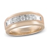 Thumbnail Image 0 of Men's Five-Stone Diamond Wedding Band 1/2 ct tw Round-cut 10K Rose Gold