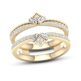 Now + Forever Diamond Enhancer Band 3/8 ct tw Round/Baguette 14K Yellow Gold