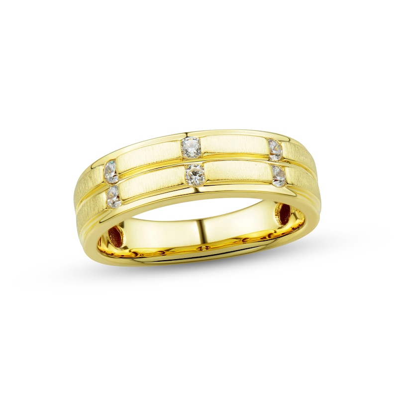 Main Image 1 of Men's Diamond Wedding Band 1/4 ct tw Round-cut 10K Yellow Gold