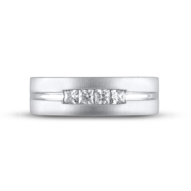 Main Image 3 of Men's Diamond Wedding Band 1/2 ct tw Square-cut 10K White Gold