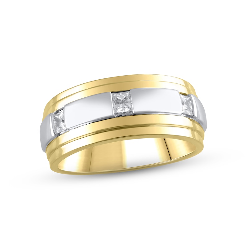 Main Image 1 of Men's Diamond Wedding Band 3/8 ct tw Square-cut 10K Two-Tone Gold