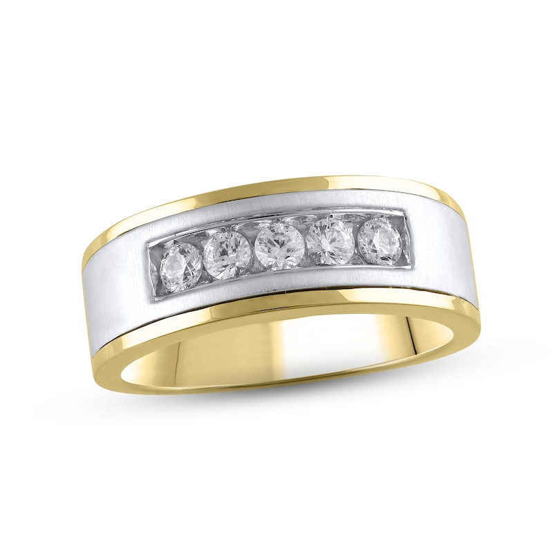 Main Image 1 of Men's Diamond Wedding Band 1/2 ct tw Round-Cut 14K Two-Tone Gold