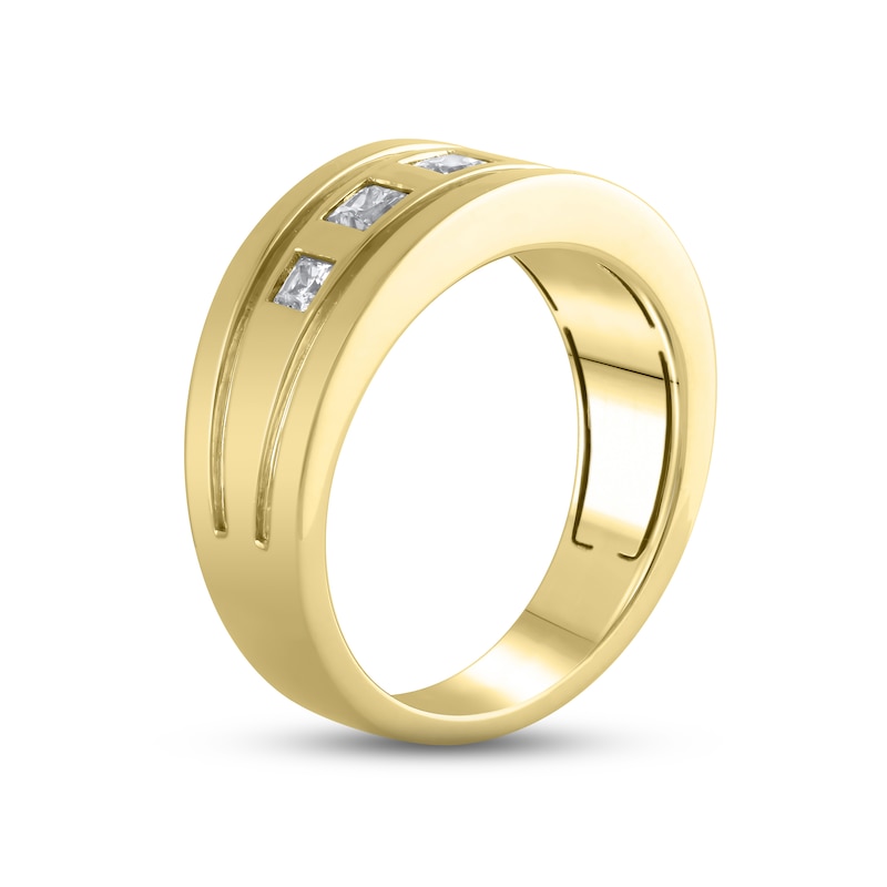 Main Image 2 of Men's Diamond Wedding Band 3/4 ct tw Square-cut 10K Yellow Gold