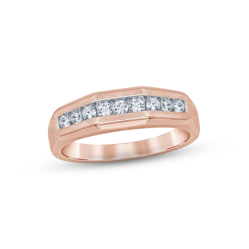 Main Image 1 of Men's Diamond Wedding Band 1/2 ct tw Round-cut 10K Rose Gold