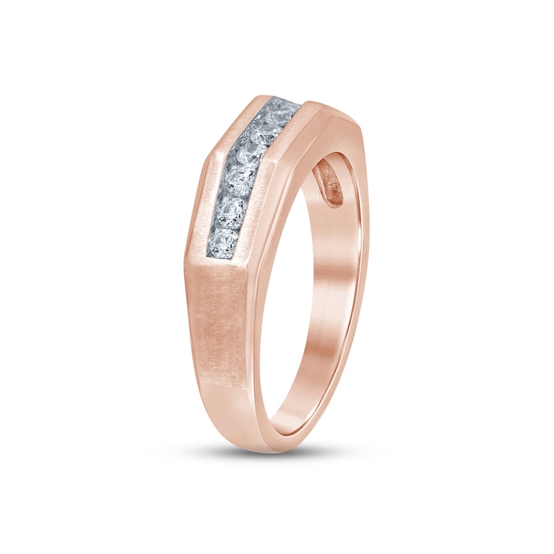 Main Image 2 of Men's Diamond Wedding Band 1/2 ct tw Round-cut 10K Rose Gold