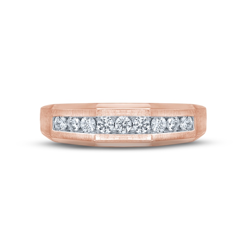 Main Image 3 of Men's Diamond Wedding Band 1/2 ct tw Round-cut 10K Rose Gold