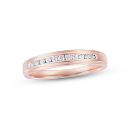 Men's Diamond Wedding Band 1/8 ct tw Round-cut 10K Rose Gold