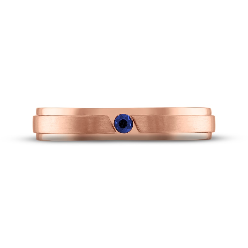 Main Image 3 of Men's Blue Sapphire Wedding Band 10K Rose Gold