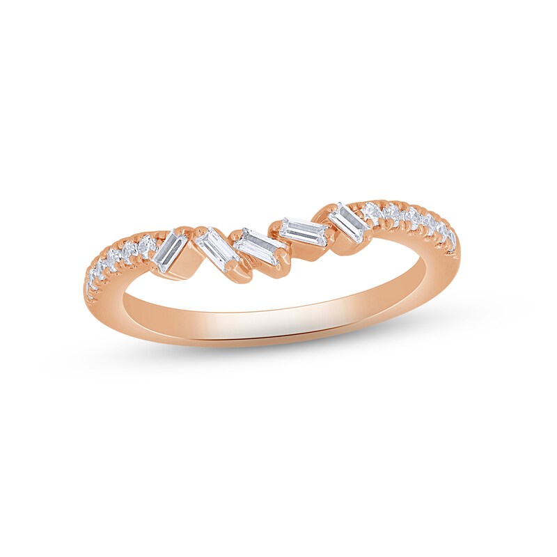 Main Image 1 of Diamond Contour Enhancer Ring 1/4 ct tw Baguette & Round-cut 14K Rose Gold