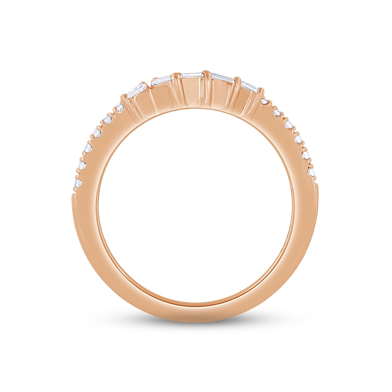 Main Image 2 of Diamond Contour Enhancer Ring 1/4 ct tw Baguette & Round-cut 14K Rose Gold