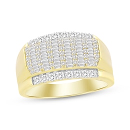 Men's Diamond Ring 1 ct tw Baguette & Round-cut 10K Yellow Gold