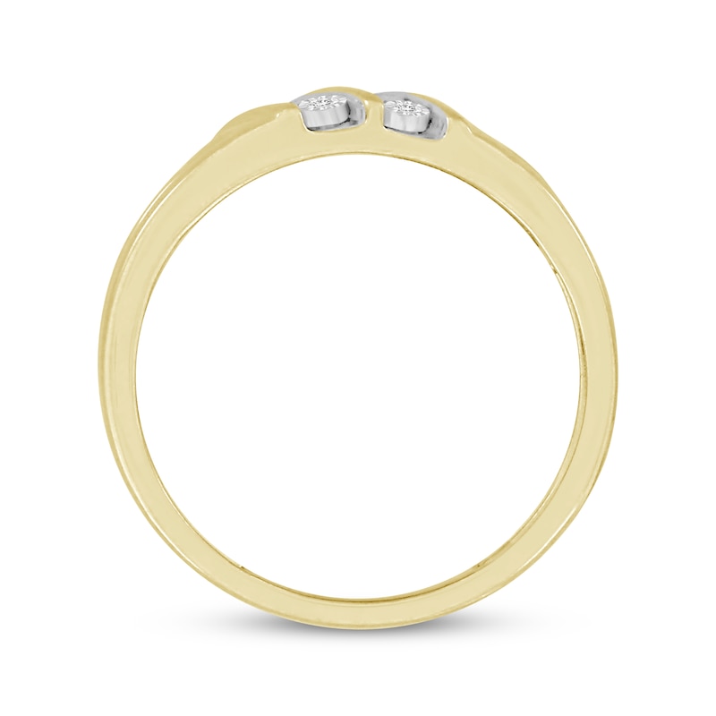 Main Image 3 of Now + Forever Men's Diamond Grooved Wedding Band 1/6 ct tw Round-cut 10K Yellow Gold