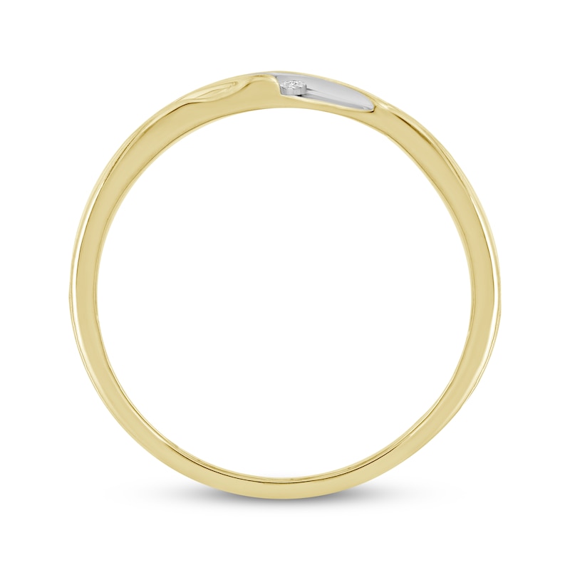 Main Image 3 of Now + Forever Men's Diamond Diagonal Wedding Band 1/6 ct tw Round-cut 10K Yellow Gold