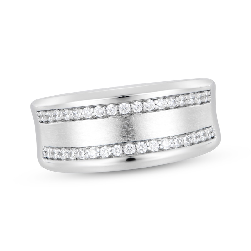 Main Image 1 of Men's Diamond Curved Wedding Band 1/3 ct tw 10K White Gold