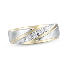 Men’s Diamond Wedding Band 1/4 ct tw 10K Two-Tone Gold