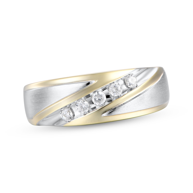 Main Image 1 of Men’s Diamond Wedding Band 1/4 ct tw 10K Two-Tone Gold