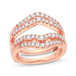 Now + Forever Diamond Double Row Enhancer Ring 5/8 ct tw Round-cut 14K Rose Gold