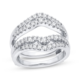 Now + Forever Diamond Double Row Enhancer Ring 5/8 ct tw Round-cut 14K White Gold