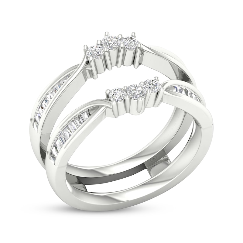 Main Image 2 of Baguette & Round-Cut Diamond Enhancer Ring 1/2 ct tw 14K White Gold