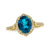 Thumbnail Image 1 of Oval-Cut London Blue Topaz & Round-Cut Diamond Ring 1/5 ct tw 10K Yellow Gold