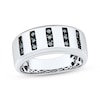 Thumbnail Image 1 of Men’s Round-Cut Black Diamond Anniversary Band 1/2 ct tw 10K White Gold