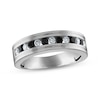 Thumbnail Image 1 of Men’s Round-Cut Black & White Diamond Wedding Band 5/8 ct tw 10K White Gold