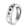 Thumbnail Image 2 of Men’s Round-Cut Black & White Diamond Wedding Band 5/8 ct tw 10K White Gold