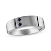 Thumbnail Image 1 of Men’s Blue Sapphire Wedding Band 10K White Gold