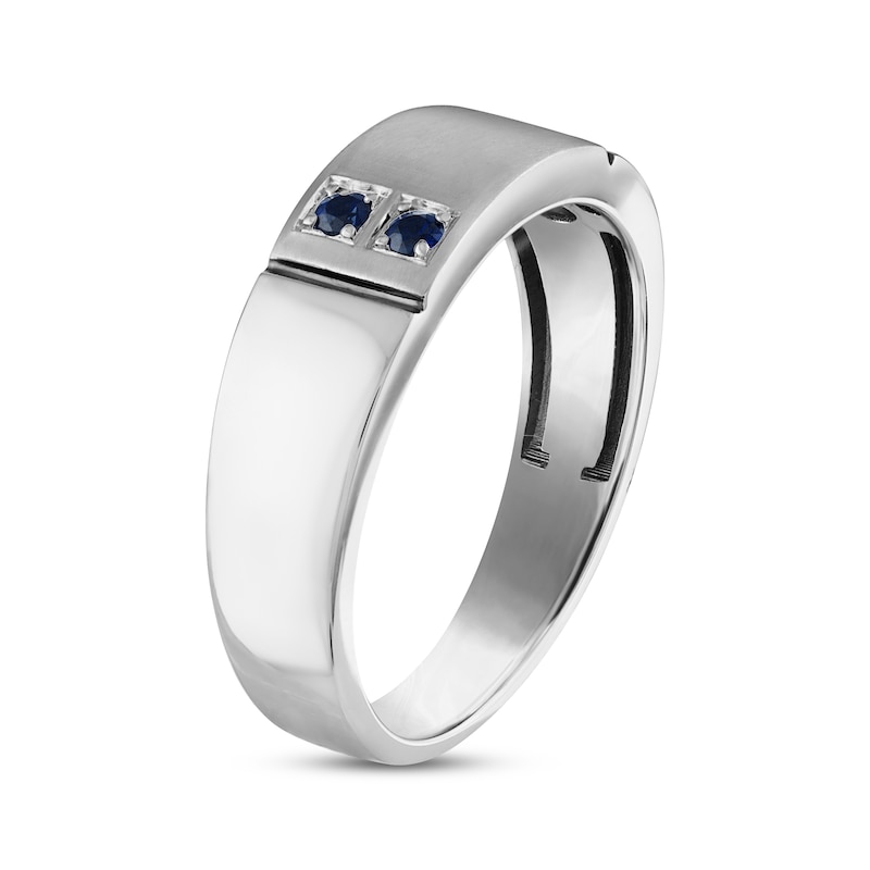 Main Image 2 of Men’s Blue Sapphire Wedding Band 10K White Gold