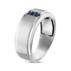 Thumbnail Image 2 of Men’s Square-Cut Blue Sapphire Wedding Band 10K White Gold