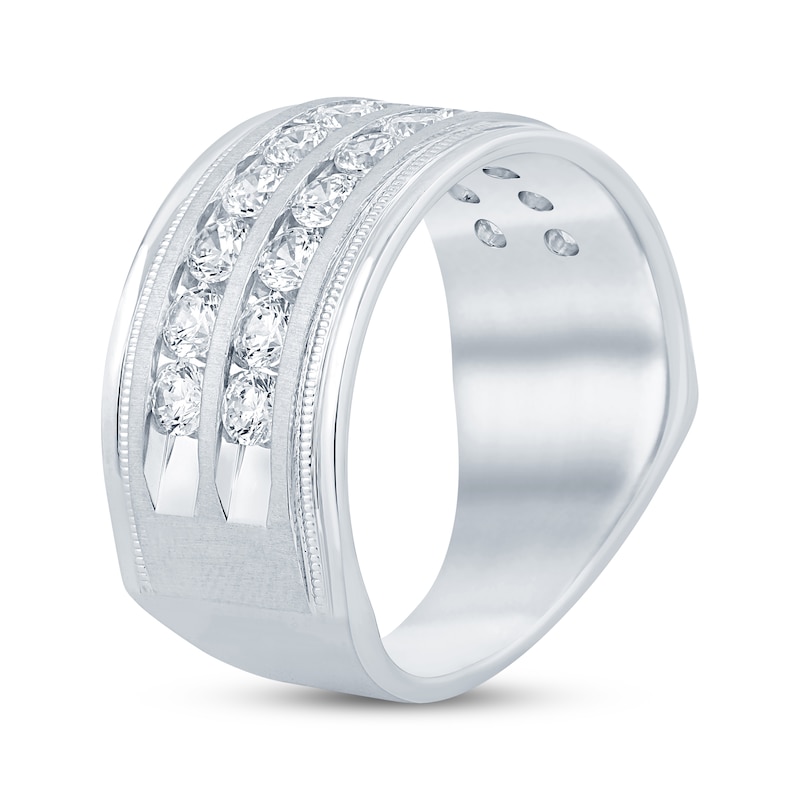 Main Image 2 of Men’s Round-Cut Diamond Wedding Band 2 ct tw 10K White Gold