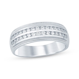 Men’s Round-Cut Diamond Wedding Band 1/2 ct tw 10K White Gold