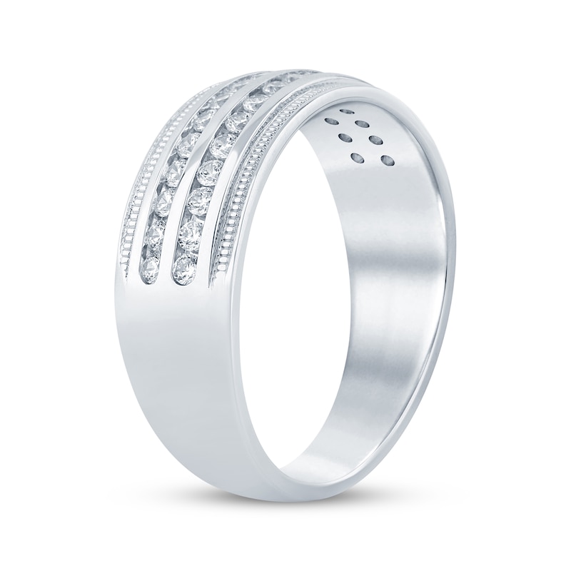 Main Image 2 of Now + Forever Men’s Round-Cut Diamond Wedding Band 1/2 ct tw 10K White Gold